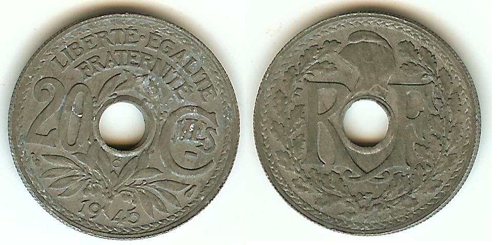 20 centimes Lindauer Zinc 1945C TTB